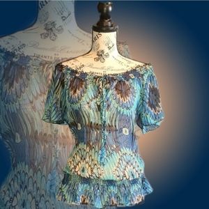 Charlotte Russe Sheer Peacock Top